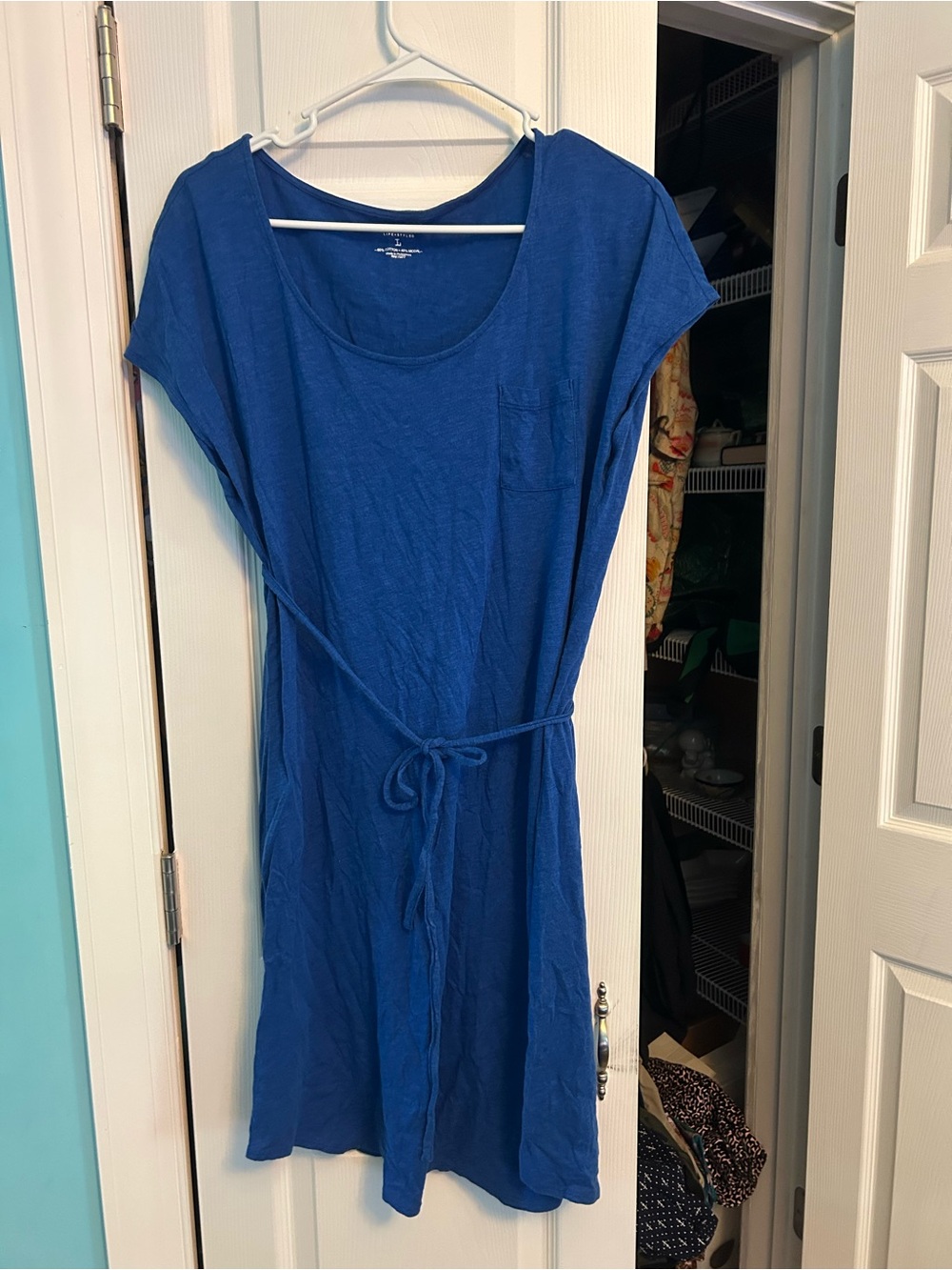 Sonoma Blue Short Sleeve Belted Tee Dress